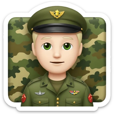 Eine salutierenden Emoji (Hautfarbe: weiß) in Armee Klamotten männlich salutierend sticker