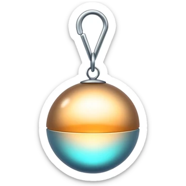 Glowing sphere with subtle masculine style essence, minimalist hanger element integrated, clean lines with soft aura waves sticker