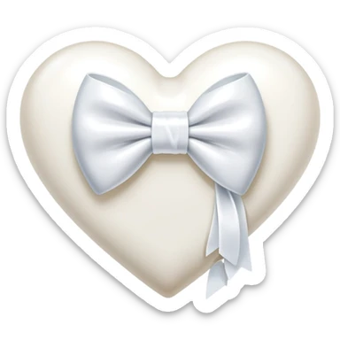 A white milk heart with a white bow sticker
