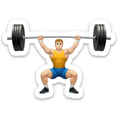 Emblem symbolizing weightlifting, featuring a barbell with heavy weights on either side, lifted above a strong, determined figure. The design conveys strength, focus, and the precision required in the sport. The barbell is centered, with a dynamic, bold style to emphasize power and athleticism.  sticker