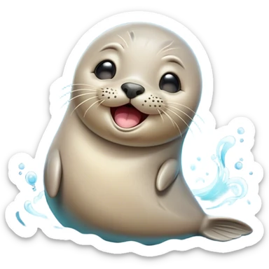 Cinematic Cute Yawning Seal Portrait Emoji, Head tilted slightly with a dramatic, wide-open yawn, showcasing a lustrous, sleek body and half-closed, drowsy eyes exuding cozy contentment, Simplified yet irresistibly adorable features, highly detailed, glowing with a soft, cozy oceanic glow, high shine, relaxed yet expressive, stylized with a dash of whimsical marine charm, soft glowing outline, capturing the essence of a drowsy yet affectionate seal that seems ready to drift out of the screen for a nap! sticker