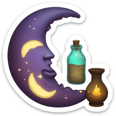  a magical half moon filled with potion sticker