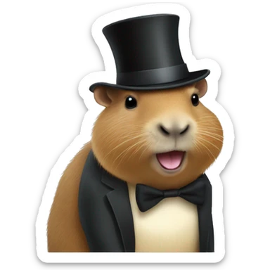 capybara with a top hat sticker