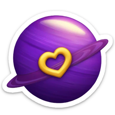 heart shape purple saturn planet sticker