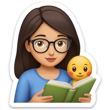 Chica relajada leyendo sticker