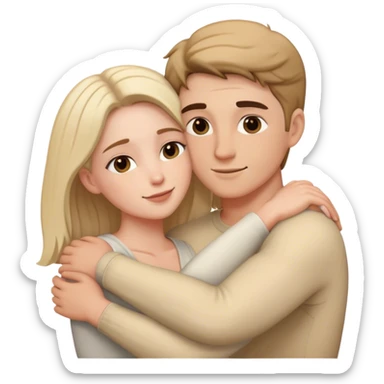 White Couple hug love sticker