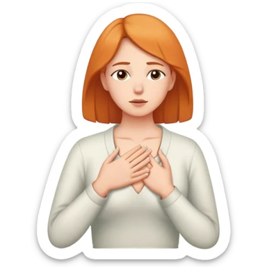 a woman places a hand on their chest, taking a deep breath before choosing the lighter path, symbolizing their decision to respond instead of react with peace. light sticker