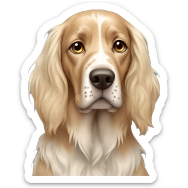 Blonde girl with Blue eyes with Brown english setter Portrait sticker