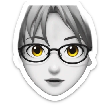 Anime+eyes-goth-girl-dark-hair-with-glasses-black-tshirt+perfectly-centered sticker