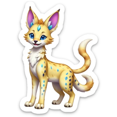 Cute Kawaii Epic Ethereal Sparkly Colorful Sergal-Serval-Vernid full body sticker