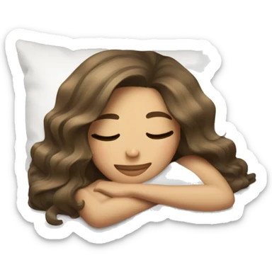 Brunette with blond balayage girl sleeping on pillow sticker