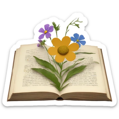 book with some pressed flowers on the pages realistic flowers pressing sticker