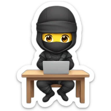 cute ninja Developer with computer sticker