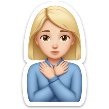 Girl crossing arms hands on neck  sticker