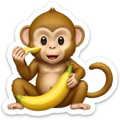 Monkey eating a banana  sticker