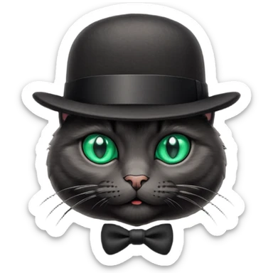 animal : chat noir avec chapeau melon sticker