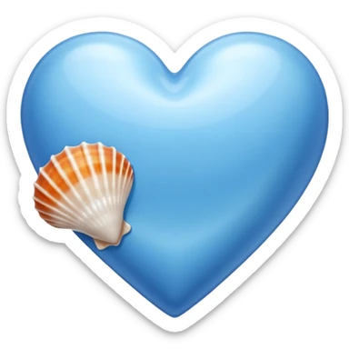 blue heart with a seashell sticker