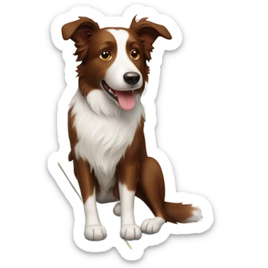 Brown border collie on surfboard sticker