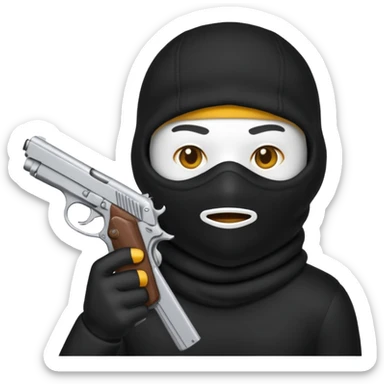 Un emoji con una balaclava negra con una pistola en la mano sticker
