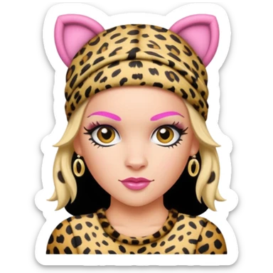P!nk in leopard costumes with leopard headband sticker