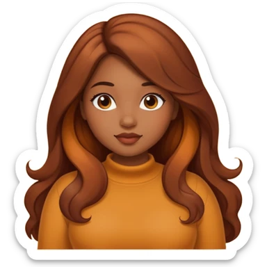 Curvy pretty brown girl with long hair, wearing fall colors sticker