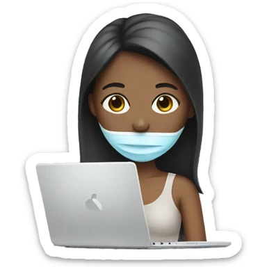 girl with a spa mask on her face with a laptop sticker
