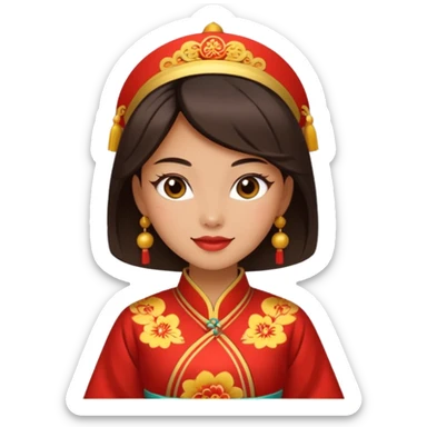 flirty face with chinese costume sticker