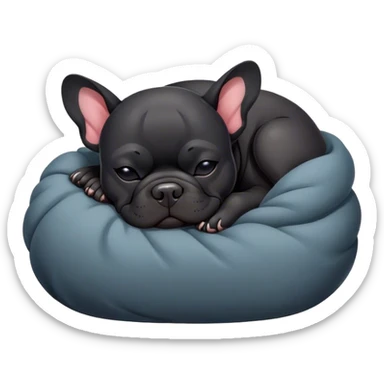 Black french bull dog curled up sleeping sticker