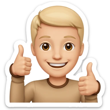 smiling face with hands giving a thumbs up sticker