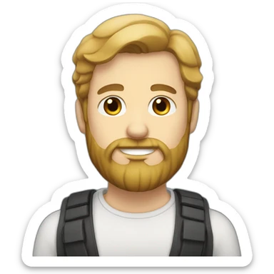 White man with unshaven beard and black hair sticker