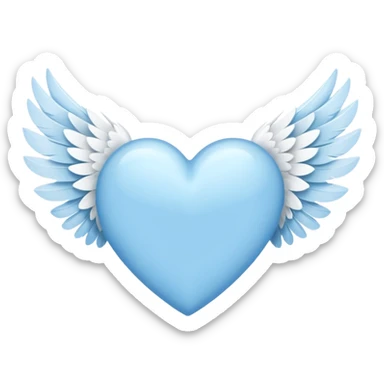 light sky blue heart with a wing on the right sticker