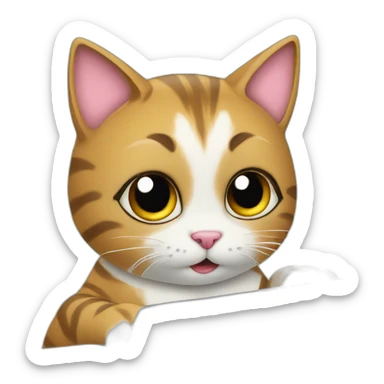 cute cat writing on a laptop sticker