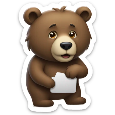 Un orso che tiene in mano un telefono sticker