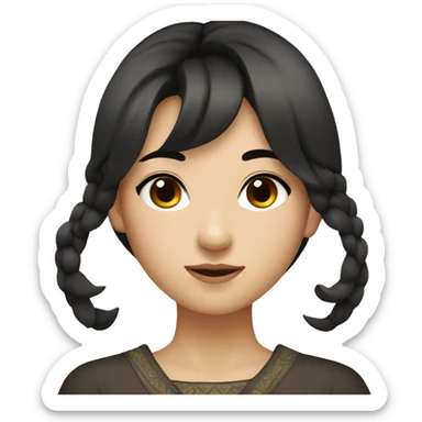 wasian girl with dark brown hair and eyeliner from head to chest sticker