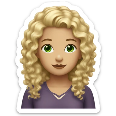 Girl with blond curly hair and green eyes sticker