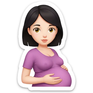 Dark hair girl pregnant sticker