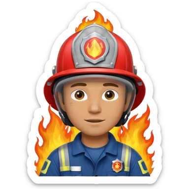 male firefighter on fire blue uniform sticker