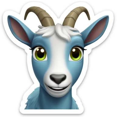 Blue goat full body pretty smiling excited bluegreen eyes female sticker