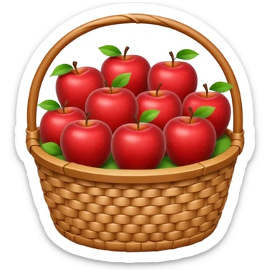 cozy basket of apples after apple picking ghibli style png sticker
