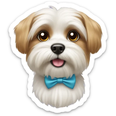 white shorkie dog with a bowtie sticker