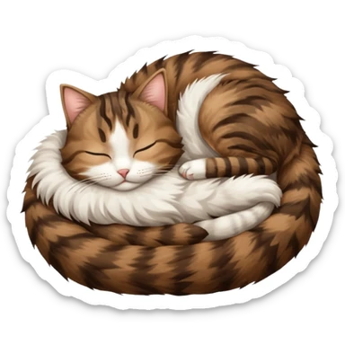dark brown tabby and white cat sleeping in funny positions upside down sticker