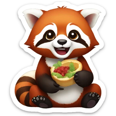 red panda eating shri sticker
