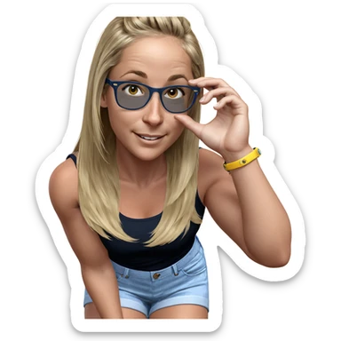 blonde girl in denim outfit sticker