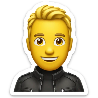 one smiling yellow emoji wearing a leather jacket sticker