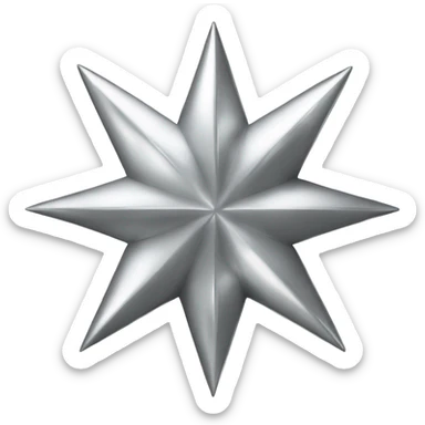Silver chrome four-point star diamond shiny sticker