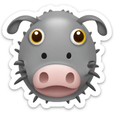 Grey pig armadillo cow centipede insect with white back sticker