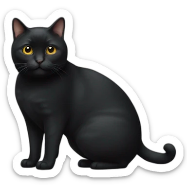 obese-black-cat-standing sticker