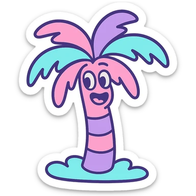 vaporwave style palm tree, pastel colors sticker