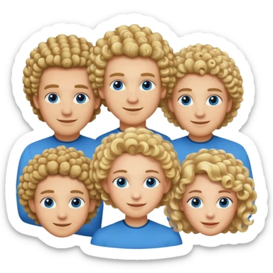 smiling men with blue eyes next to light skinned blonde girl with perm curls sticker