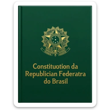 Emoji-style book of the Brazilian Constitution, dark green cover, gold Brazilian coat of arms centered, gold title 'Constituição da República Federativa do Brasil', simple emoji design. sticker